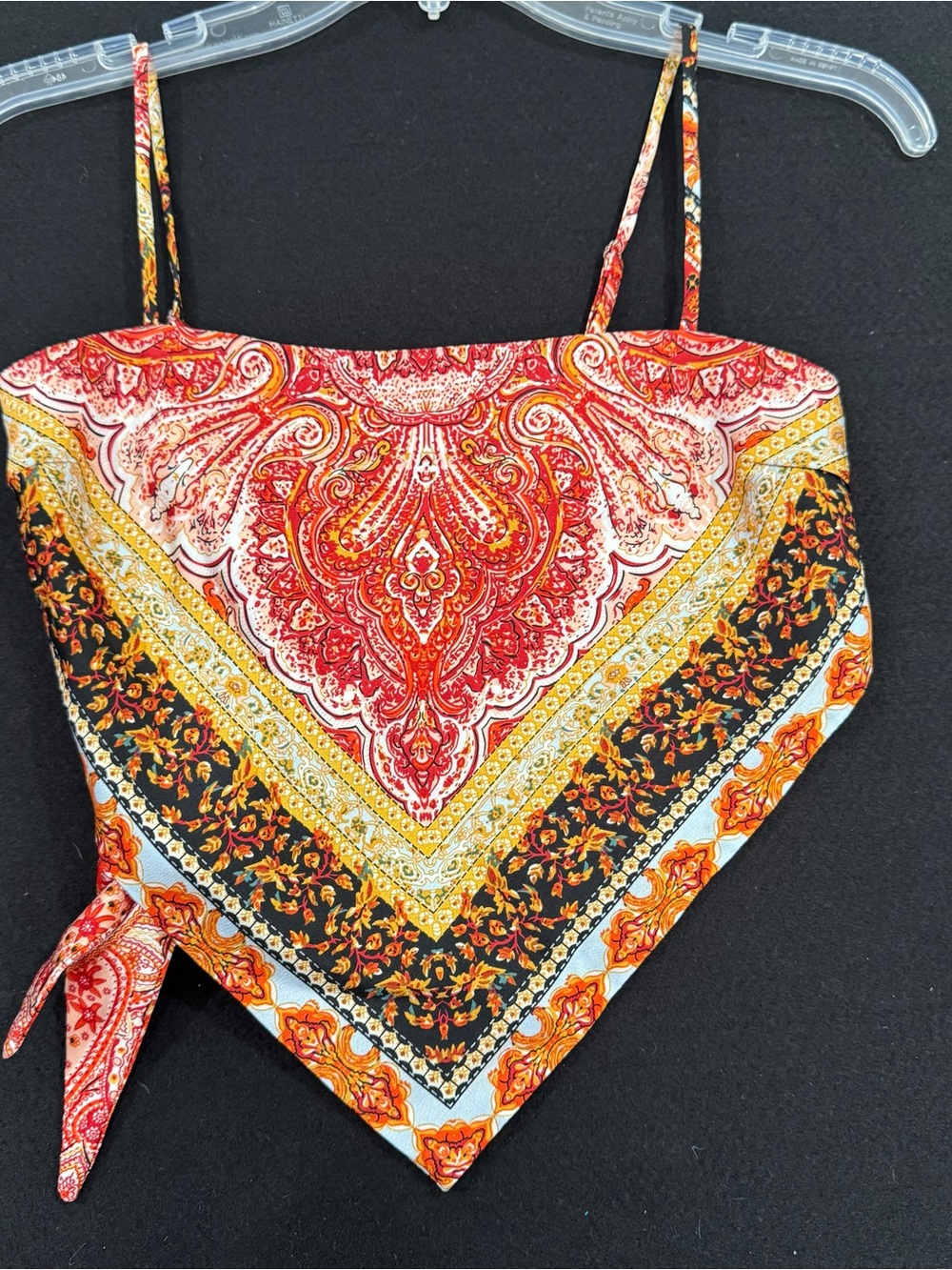 Princess Polly Red Orange Paisley Handkerchief Cami